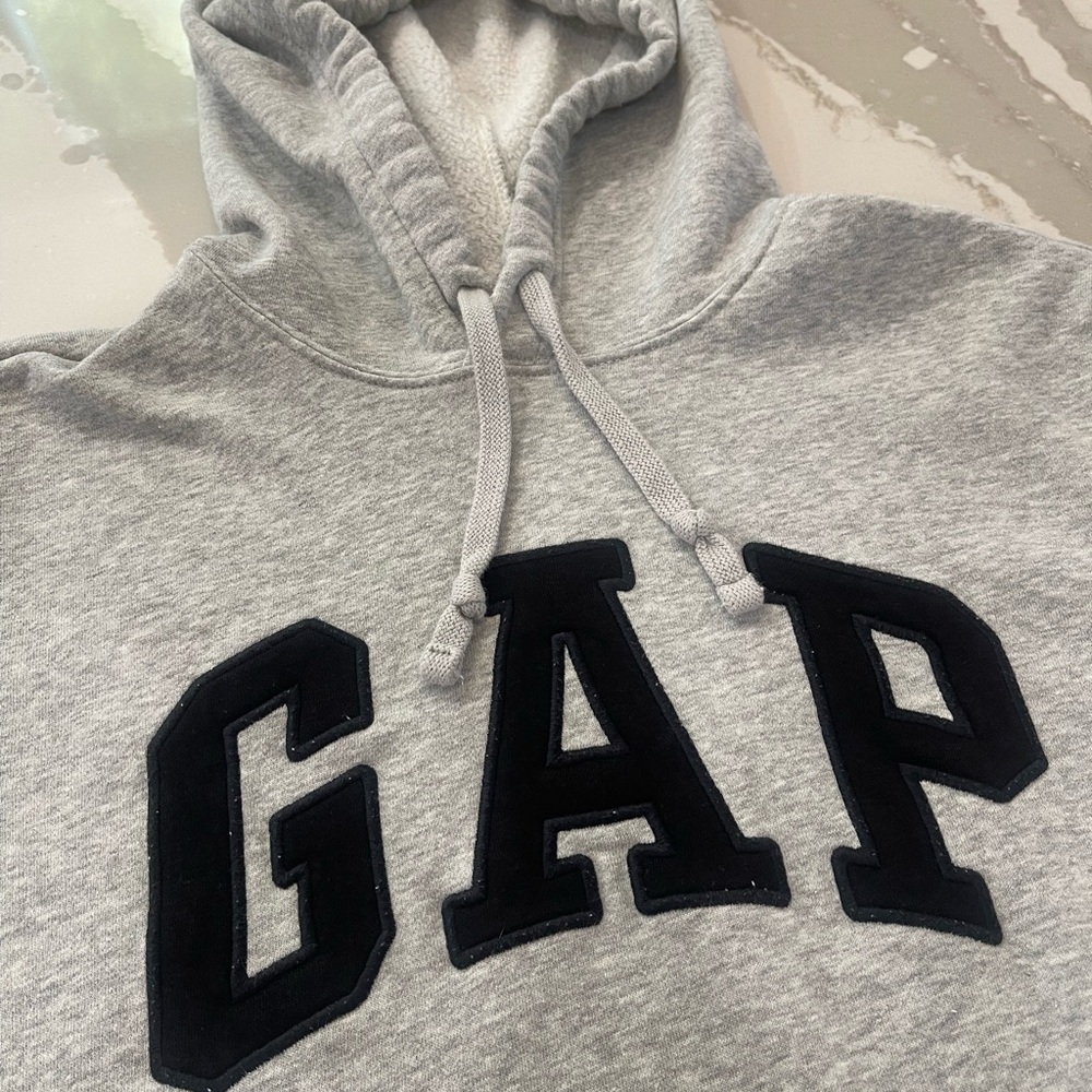 GAP Grey Hoodie with Navy letters - perfect condition - size adult XS